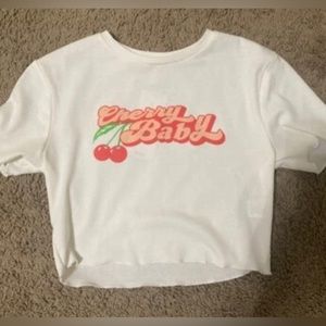 🍒 Cherry Baby Lettuce Trim Crop Short Sleeve T-Shirt